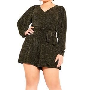 City Chic Playsuit Celebration XL 22 NWT Plus Size Metallic Bronze Y2K Party